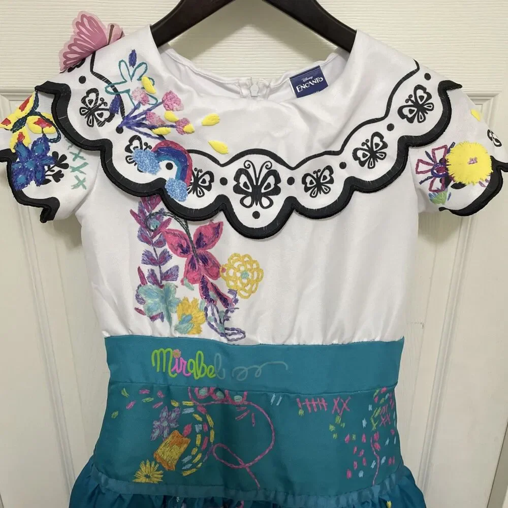 Disney Encanto Mirabel Costume Dress Madrigal Dress Up Halloween Girls Sz 8 - 10